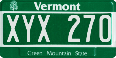 VT license plate XYX270