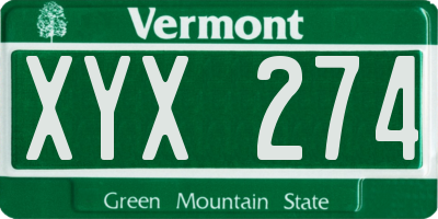 VT license plate XYX274
