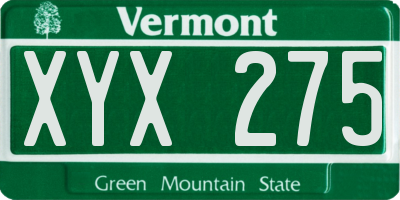 VT license plate XYX275