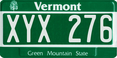 VT license plate XYX276