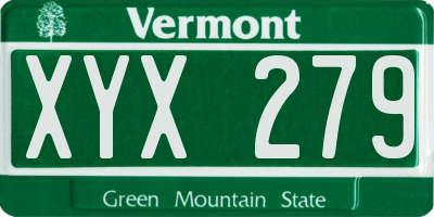 VT license plate XYX279
