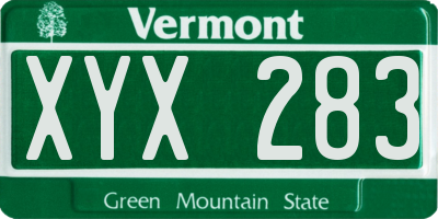 VT license plate XYX283