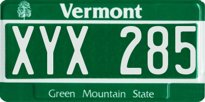 VT license plate XYX285