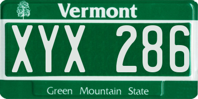 VT license plate XYX286