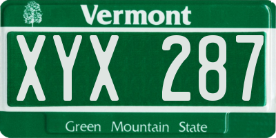 VT license plate XYX287