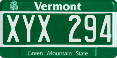 VT license plate XYX294