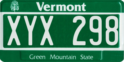 VT license plate XYX298
