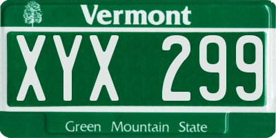 VT license plate XYX299