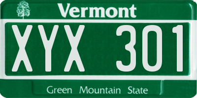 VT license plate XYX301
