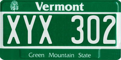 VT license plate XYX302