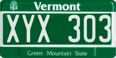 VT license plate XYX303