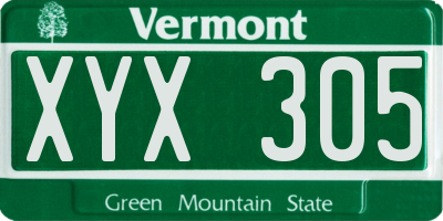 VT license plate XYX305