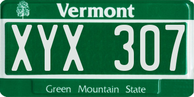 VT license plate XYX307