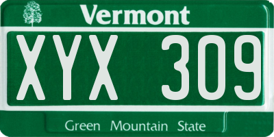 VT license plate XYX309