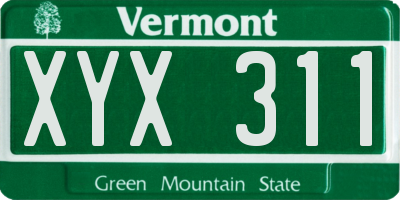 VT license plate XYX311