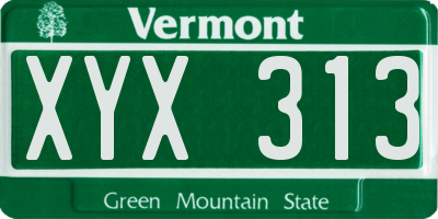 VT license plate XYX313