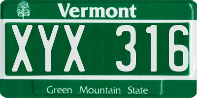 VT license plate XYX316