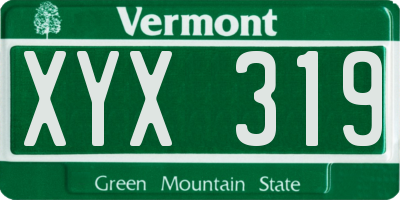 VT license plate XYX319