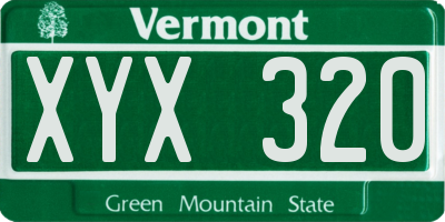 VT license plate XYX320