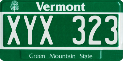 VT license plate XYX323