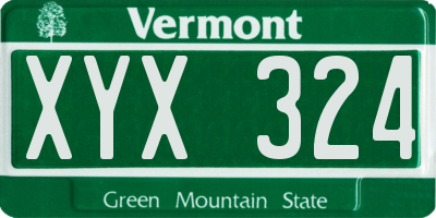VT license plate XYX324