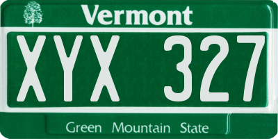 VT license plate XYX327