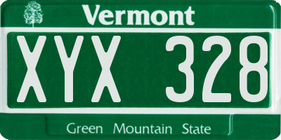VT license plate XYX328