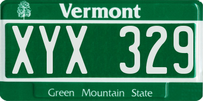 VT license plate XYX329