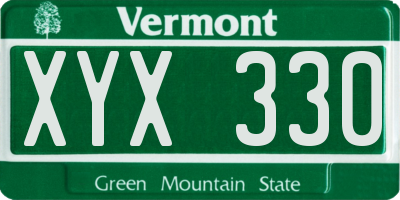 VT license plate XYX330