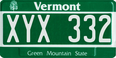 VT license plate XYX332