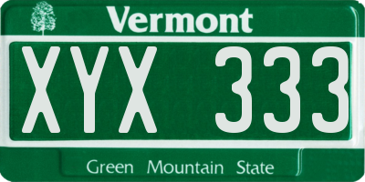 VT license plate XYX333