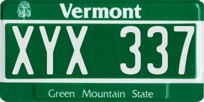 VT license plate XYX337
