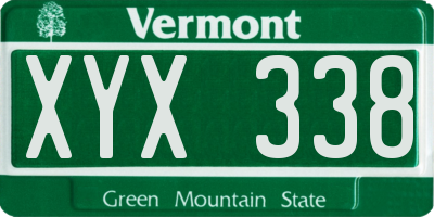 VT license plate XYX338