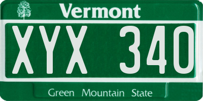VT license plate XYX340