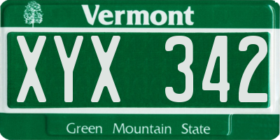VT license plate XYX342