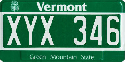 VT license plate XYX346