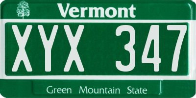 VT license plate XYX347