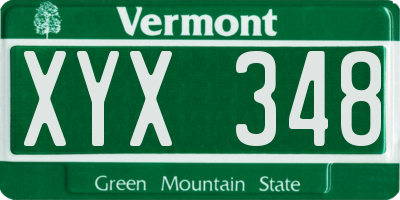 VT license plate XYX348