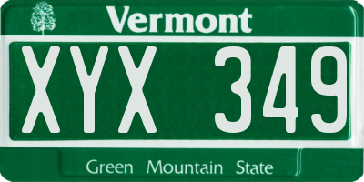 VT license plate XYX349