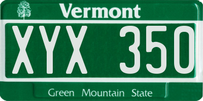 VT license plate XYX350