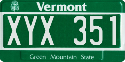 VT license plate XYX351