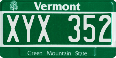 VT license plate XYX352
