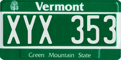 VT license plate XYX353