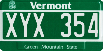 VT license plate XYX354