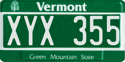 VT license plate XYX355
