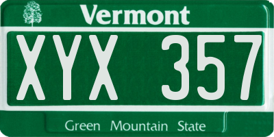 VT license plate XYX357
