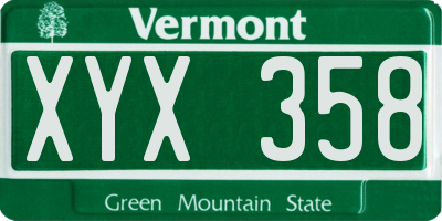 VT license plate XYX358