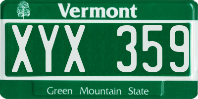 VT license plate XYX359