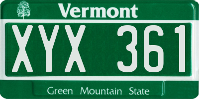 VT license plate XYX361
