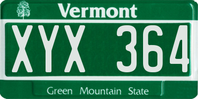VT license plate XYX364